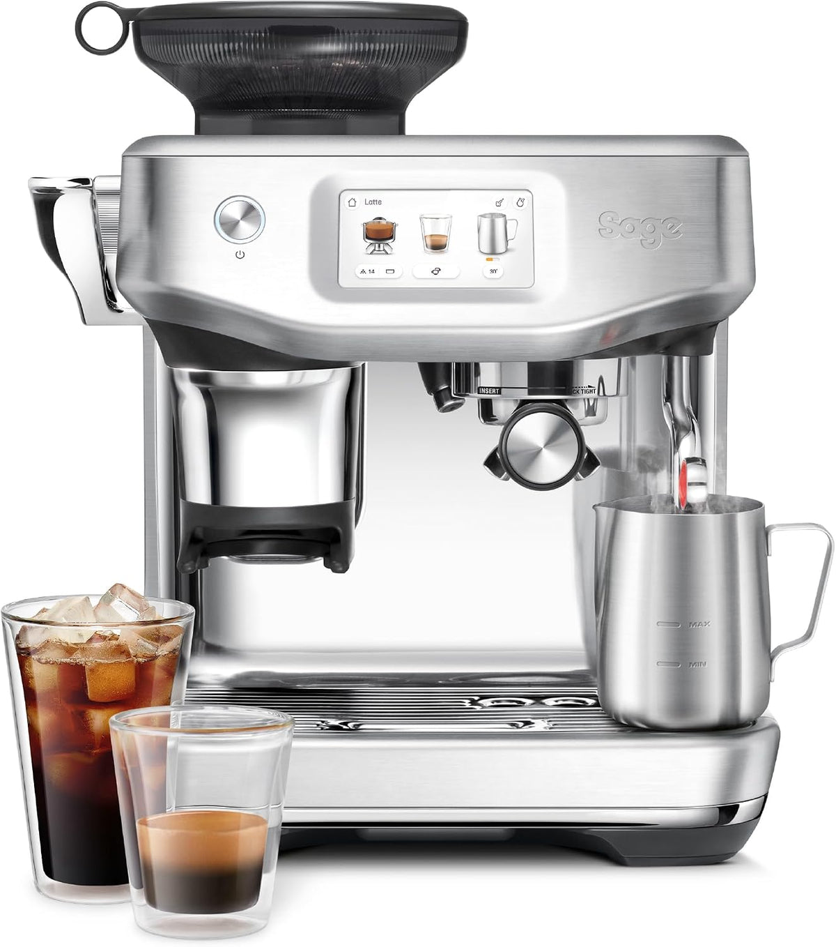 # Sage Barista Touch Impress Bean-to-Cup Espresso Machine – Sea Salt | Cold Brew, Guided Barista Touchscreen, ThermoJet, 30 Grind Settings & 14 Presets